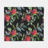 Botanical watercolor drawing dogrose pattern. Brig Fleecedecke (Vorderseite (Horizontal))