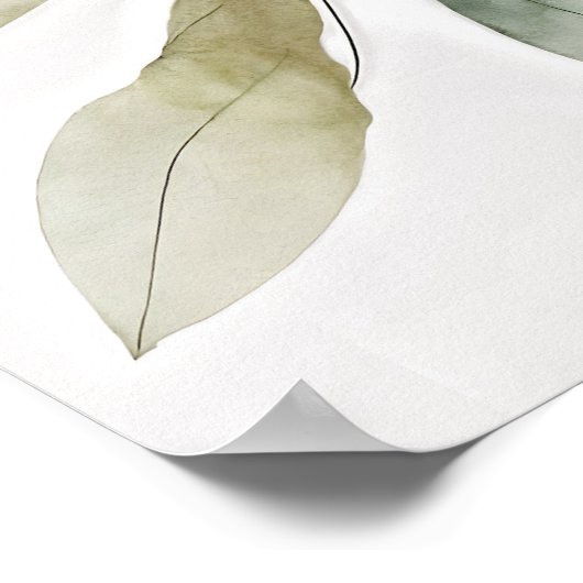 Botanical Watercolor Flower Painting With Foliage Poster (Ecke)