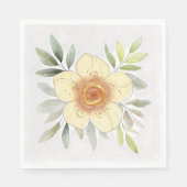 Botanical Watercolor Flower Painting With Foliage Serviette (Vorderseite)