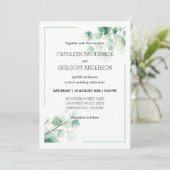 Botanical Watercolor Greenery Eucalyptus Wedding Einladung (Stehend Vorderseite)