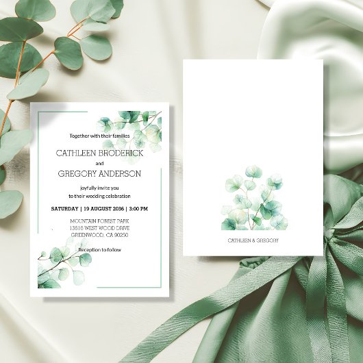Botanical Watercolor Greenery Eucalyptus Wedding Einladung