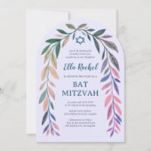 Botanical Watercolor QR Code Bar Bat Mitzvah Arch Einladung (Vorderseite)