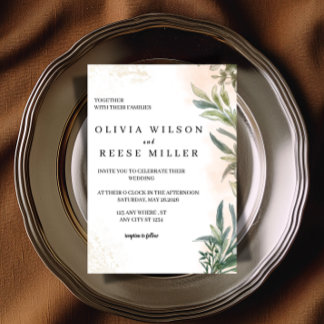 Botanical Watercolor Wedding Invitation  Einladung