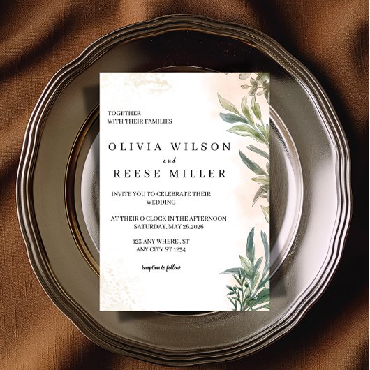 Botanical Watercolor Wedding Invitation  Einladung