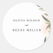 Botanical Watercolor Wedding Invitation  Runder Aufkleber (Vorderseite)