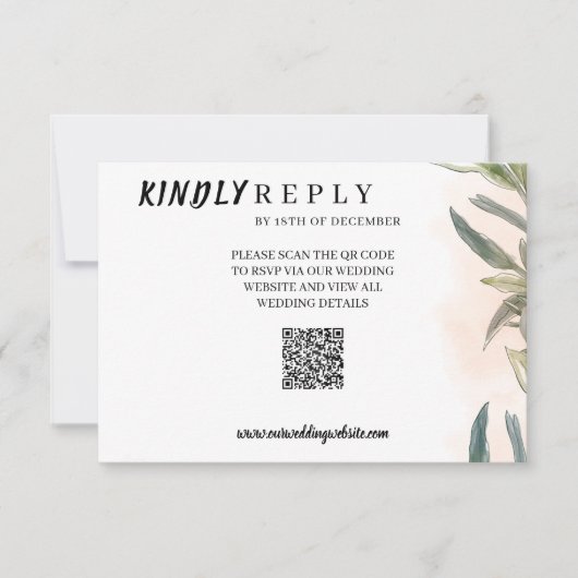 Botanical Watercolor Wedding RSVP Card Karte (Vorderseite)