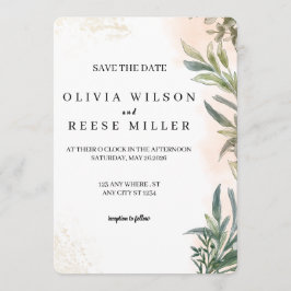 Botanical Watercolor Wedding Save the Date Einladung