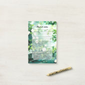 Botanical Watercolor White Blossoms Green Leaves Post-it Klebezettel (Auf Schreibtisch)