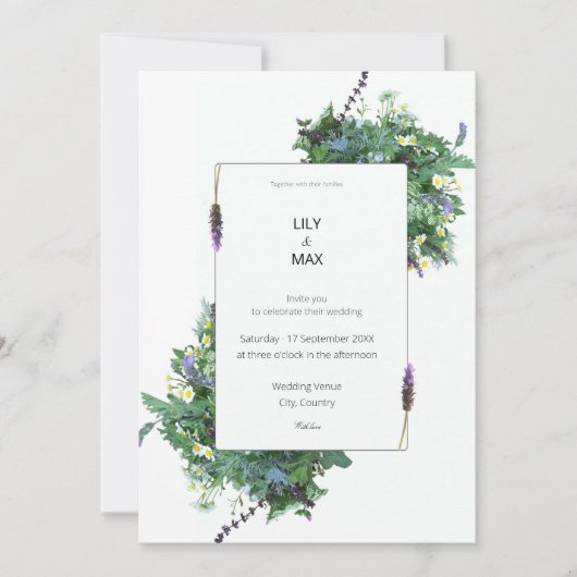 Botanical Wedding Invitation | Elegant Wildflower Einladung (Vorderseite)