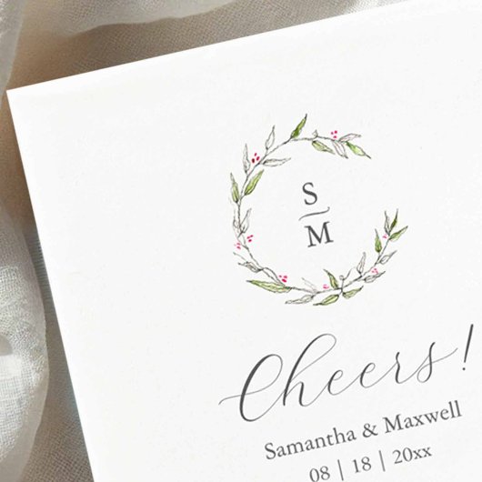 Botanical Wedding Monogram Napkins Serviette