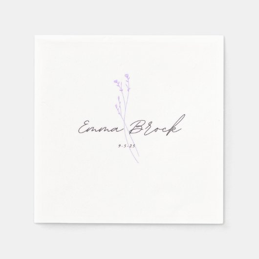 Botanical Wedding Napkin Simple Elegant Serviette (Vorderseite)