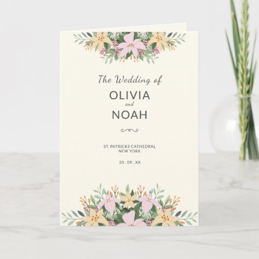 Botanical wedding program - boho folded card karte (Vorderseite)