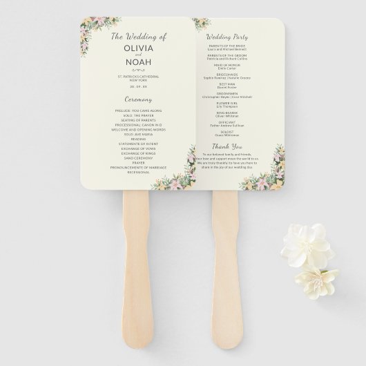 Botanical wedding program fächer (Vorne und Hinten)