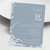 Botanical Wedding QR Code Details Dusty Blue Begleitkarte