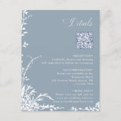 Botanical Wedding QR Code Details Dusty Blue  Begleitkarte (Vorderseite)