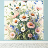 Botanical Wildflower Watercolor Poster – Motivatio Leinwanddruck (Insitu (Holzboden))