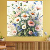 Botanical Wildflower Watercolor Poster – Motivatio Leinwanddruck (Insitu (Wohnzimmer))