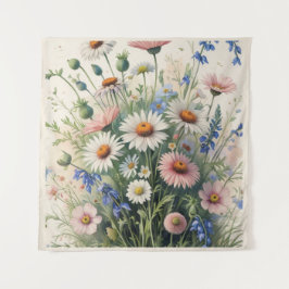 Botanical Wildflower Watercolor Poster – Motivatio Wandteppich