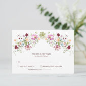 Botanical Wildflower Wedding RSVP Card Begleitkarte (Stehend Vorderseite)