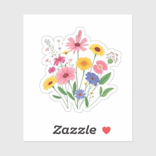 Botanical Wildflowers Floral Meadow Aesthetic Aufkleber (Blatt)