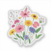 Botanical Wildflowers Floral Meadow Aesthetic Aufkleber (Vorderseite)