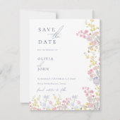 Botanical Wildflowers Wedding Save the Date Ankündigung (Vorderseite)