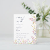 Botanical Wildflowers Wedding Save the Date Ankündigung (Stehend Vorderseite)