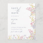 Botanical Wildflowers Wedding Save the Date Ankündigungspostkarte (Vorderseite)