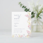 Botanical Wildflowers Wedding Save the Date Ankündigungspostkarte (Stehend Vorderseite)