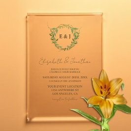 Botanical Wreath Earth Tone Wedding Acryleinladungen