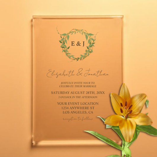 Botanical Wreath Earth Tone Wedding Acryleinladungen