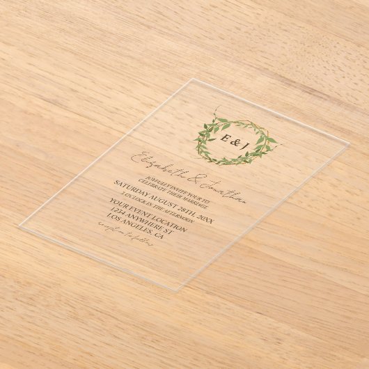 Botanical Wreath Earth Tone Wedding Acryleinladungen (Ablage )