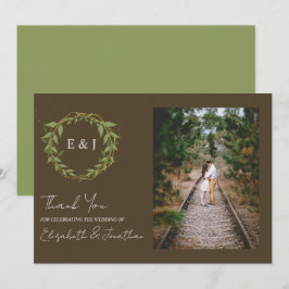 Botanical Wreath Earth Tone Wedding Dankeskarte