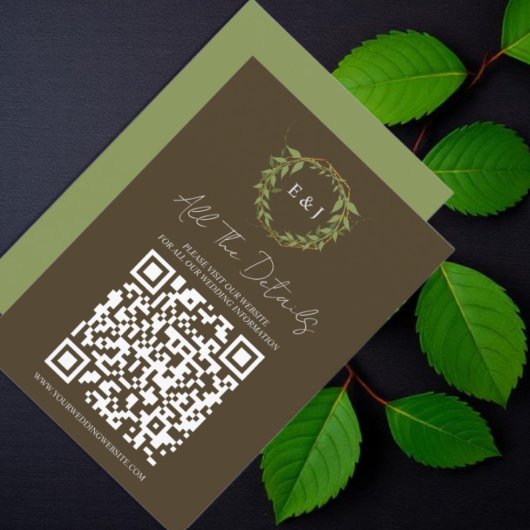 Botanical Wreath Earth Tone Wedding Details Begleitkarte