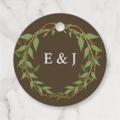 Botanical Wreath Earth Tone Wedding Geschenkanhänger (Vorderseite)