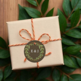 Botanical Wreath Earth Tone Wedding Geschenkanhänger