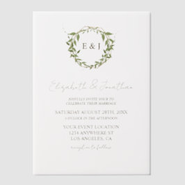 Botanical Wreath Earth Tone Wedding Pergament Einladungen