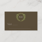 Botanical Wreath Earth Tone Wedding Platzkarte (Vorderseite)