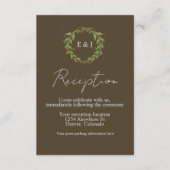 Botanical Wreath Earth Tone Wedding Reception Begleitkarte (Vorderseite)