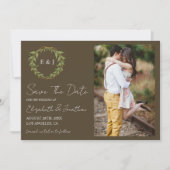 Botanical Wreath Earth Tone Wedding Save The Date (Vorderseite)