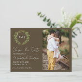 Botanical Wreath Earth Tone Wedding Save The Date (Stehend Vorderseite)