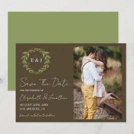 Botanical Wreath Earth Tone Wedding Save The Date