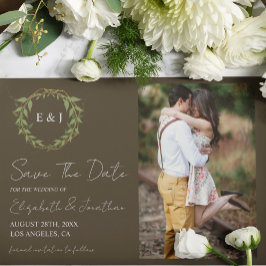 Botanical Wreath Earth Tone Wedding Save The Date
