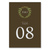 Botanical Wreath Earth Tone Wedding Tischnummer (Vorderseite)