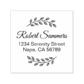 Botanical Wreath, Leaves Shaded Address Permastempel (Design)