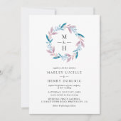 Botanical Wreath Monogram Spring Garden Wedding Einladung (Vorderseite)