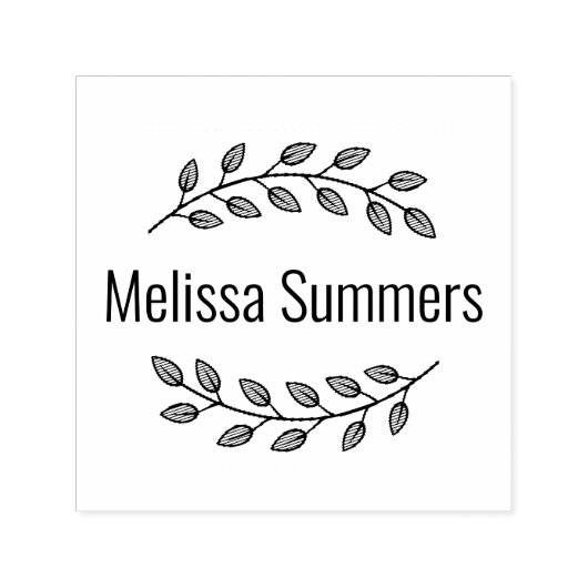 Botanical Wreath Top Bottom Branch Custom Name Permastempel (Design)