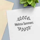 Botanical Wreath Top Bottom Branch Custom Name Permastempel