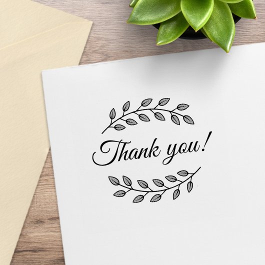 Botanical Wreath Top Bottom Thank You Gummistempel