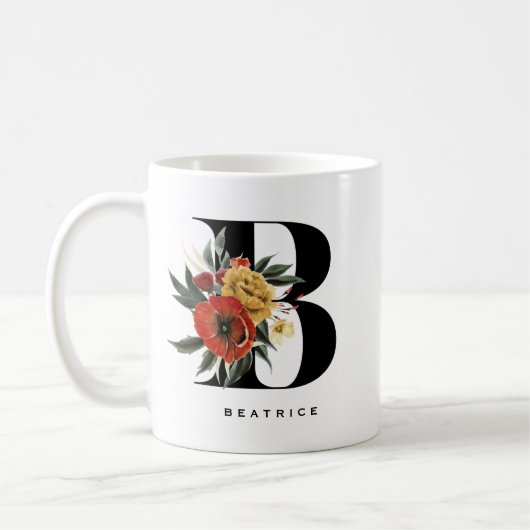Botanicale Buchstaben B Monogramm Kaffeetasse (Links)